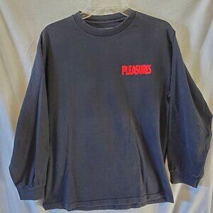 PLEASURES Now Burning Cattle Skull Long Sleeve T Shirt Mens Size M (Medium)